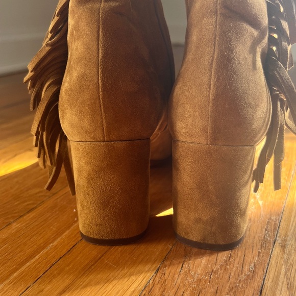 Saint Laurent suede fringe trim accent boots - Picture 2 of 5
